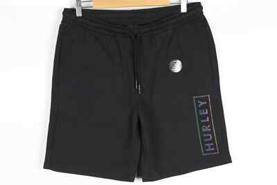 Hurley Men's 8'' Shorts Fleece Boxed Logo Reflective Logo Black