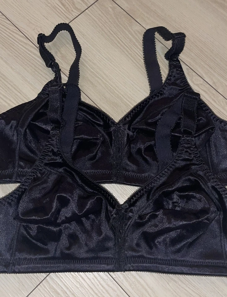 2 Sujetadores De Colección Bali 3820 Soporte Flexible Cobertura Completa Satinado WF Mujer 36C Negro Foto 3 de 4