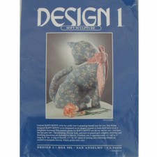 Sealed Design 1 Soft Sculpture Katy Kitty Stuffed Cat Kit w/Fabric 13" Tall