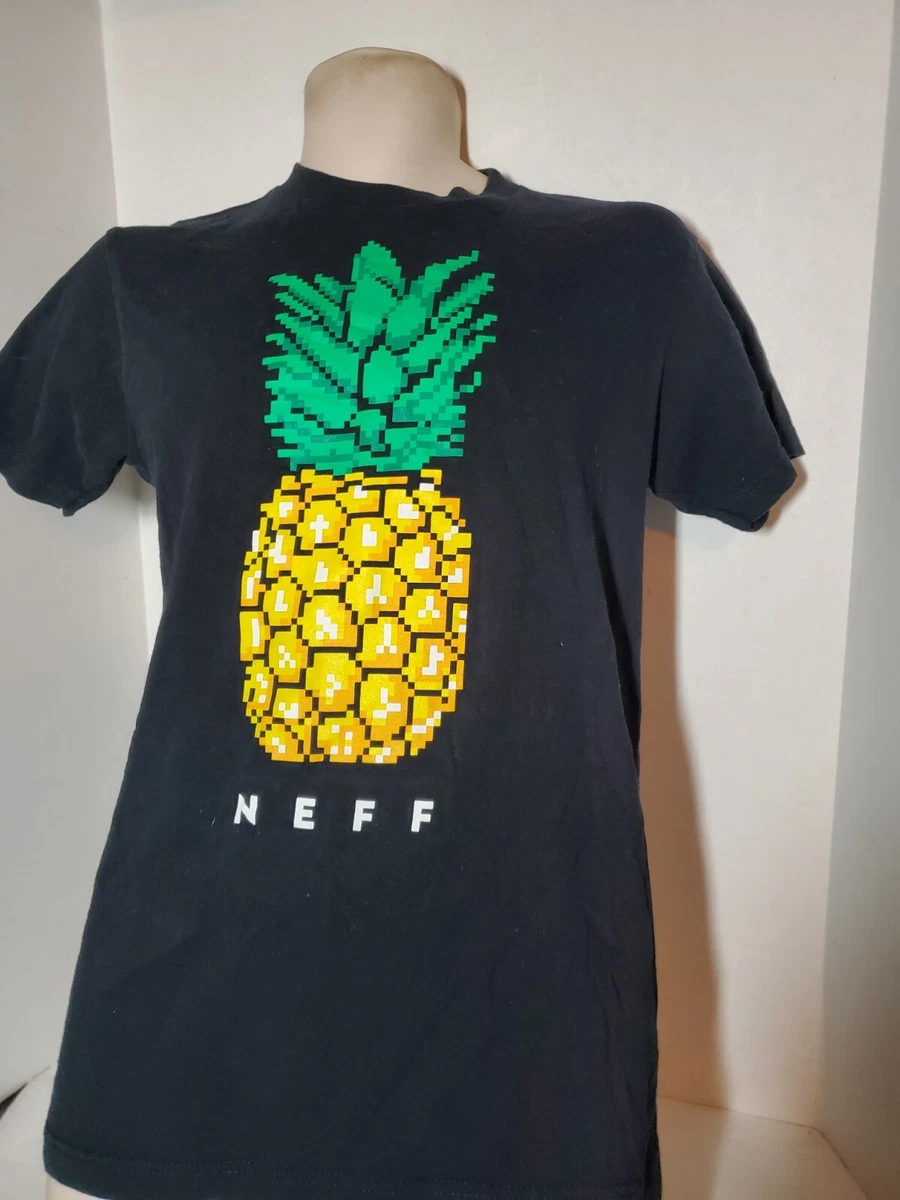 Neff 8 Bit Pixel Art Pineapple Tropical T shirt Size Small S Black