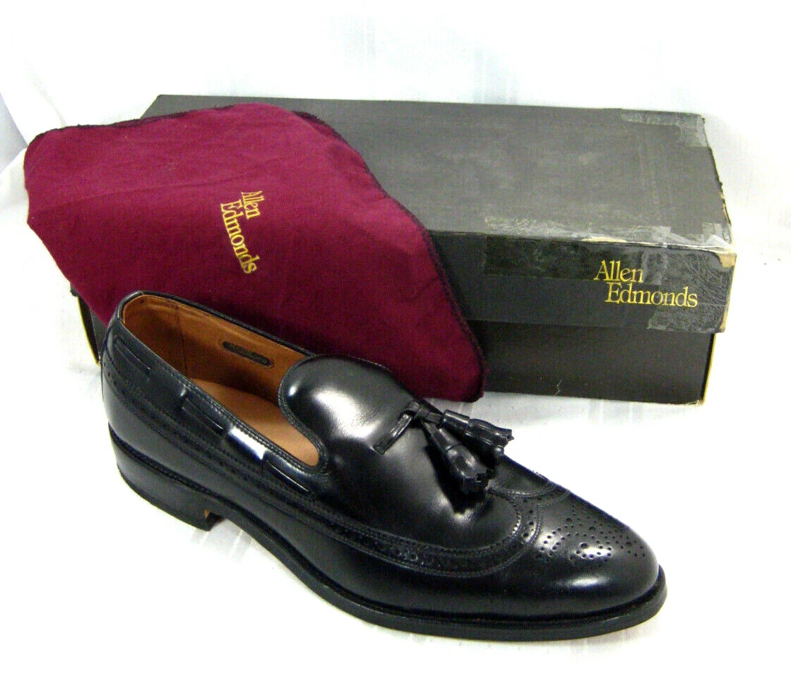 Allen Edmonds Vtg Berwick Black Leather Brogue Wingtip Tassel