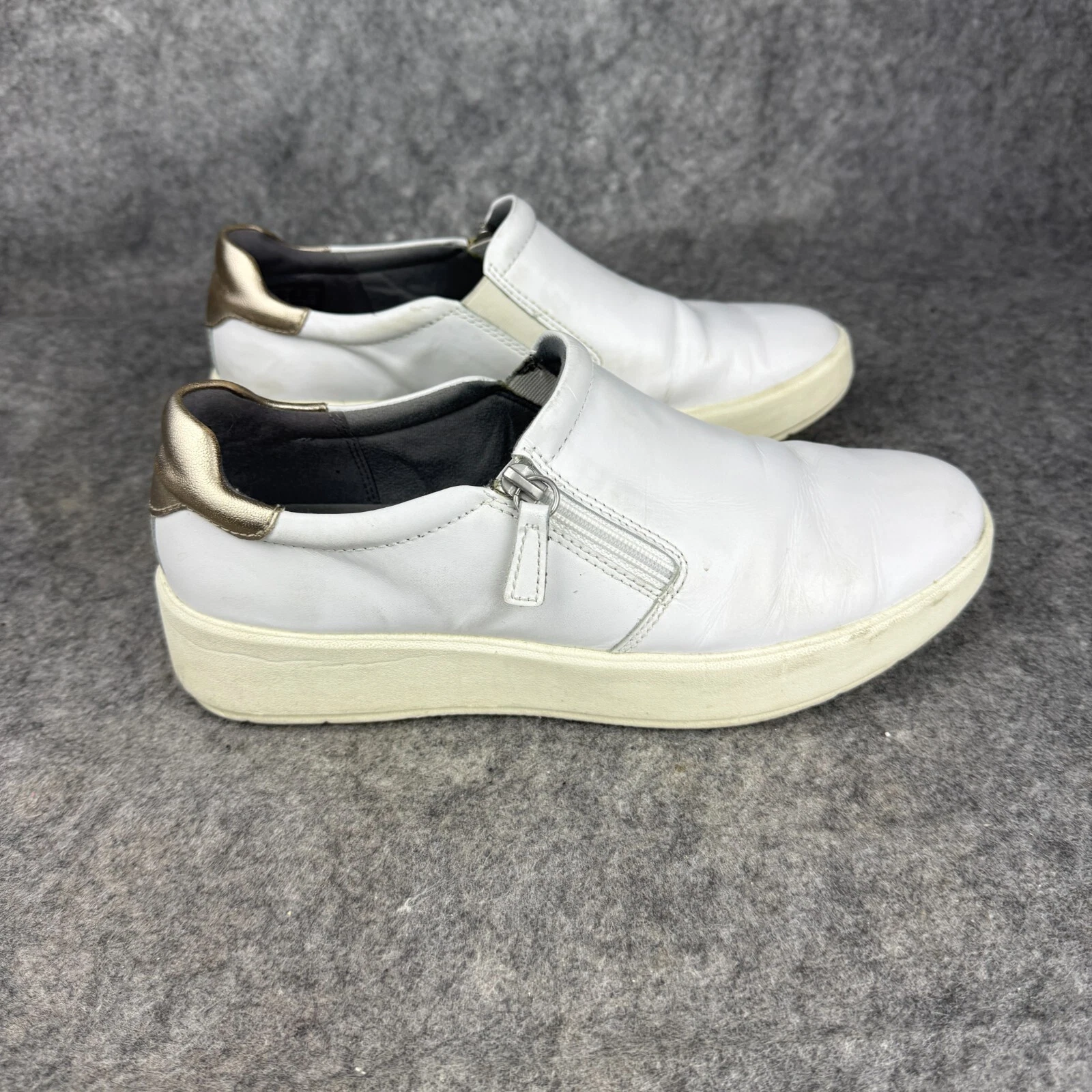 Mocassini Clarks donna taglia 8 5 bianchi slip on pelle scarpe da viaggio comode