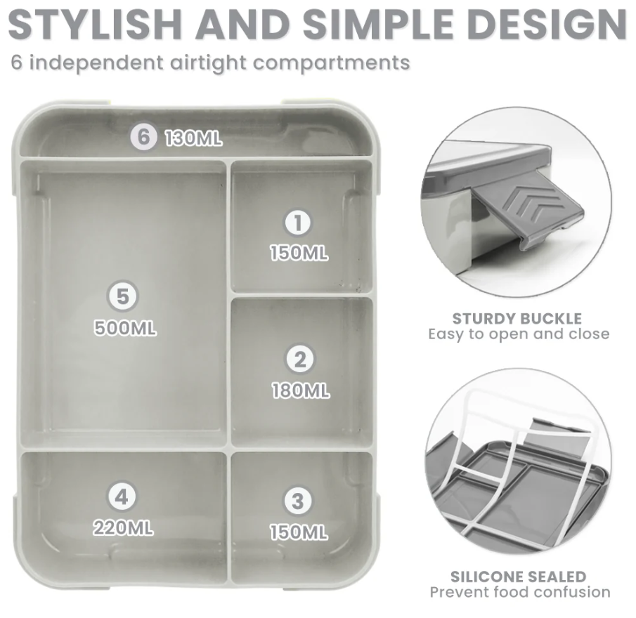 Lunch Box 1330ML 26 PCS,Bento Box Leak-Proof Dishwasher Microwave Safe BPA-Free