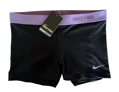 NEW! NIKE PRO [L] Women's 2.5'' COMPRESSION Yoga SHORTS-Black/Lilac 458653-019