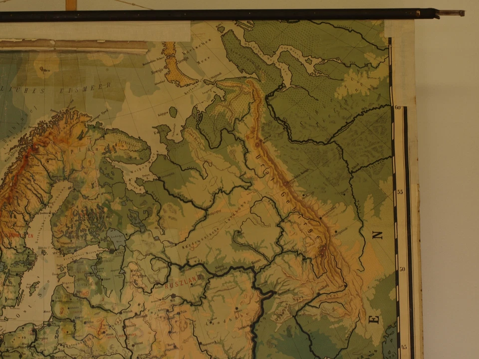 Mapa de pared escolar Europa ~ 1919 182x160 vintage físico Europa mapa escolar después de la Primera Guerra Mundial Foto 3 de 4