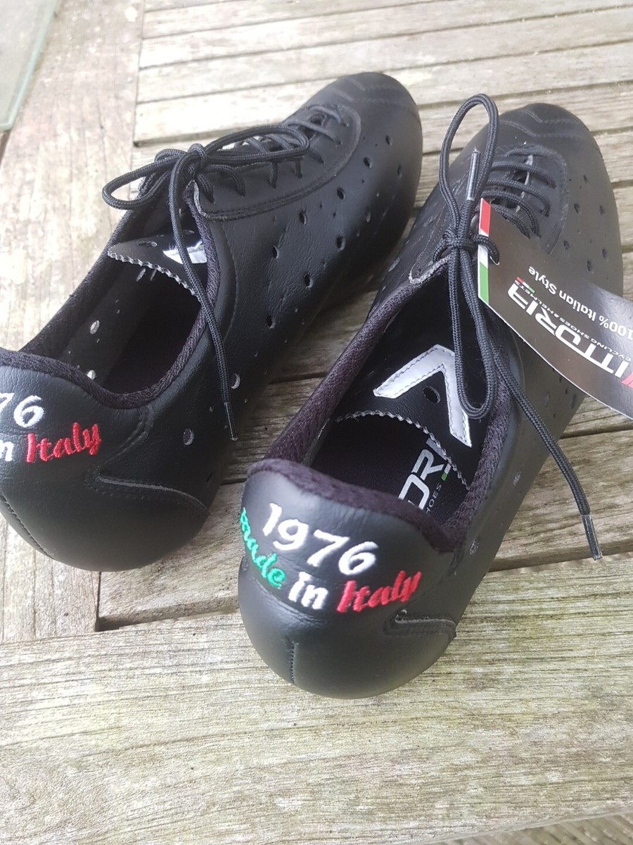 Vittoria 1976 Classic Leather Cycling Shoes Black Italian Made