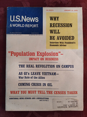 U S NEWS World Report Magazine January 12 1970 Population Explosion Census
