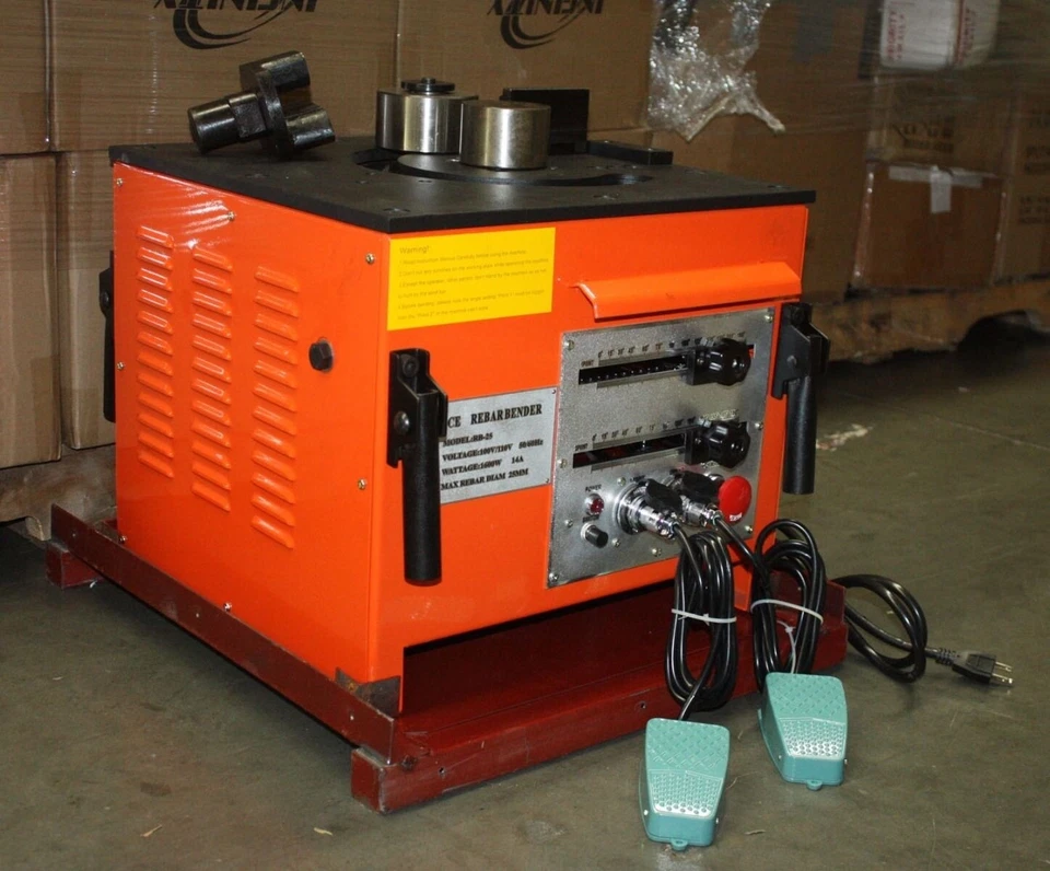 Dobladora de barras de refuerzo eléctrica de 25 mm con dos pies controles de 2 puntos RB-25 #8 1" barras de refuerzo de acero Foto 2 de 4