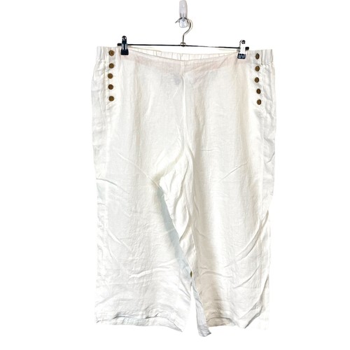 J Jill Pants Sailor Trousers Womens Size 3X White Linen Cropped Wide Leg