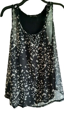 ONE CLOTHING Slvls Top - M - Scoop Neck, Racer Back, Chiffon/Knit Mix