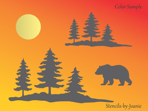 Stencils by Joanie Hillside Bear Forest Pine Trees Moon Rustic Cabin DIY Signs - Picture 8 of 10