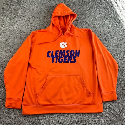 Clemson Tigers Champion Hoodie Mens XL Orange Blue Pullover Sweatshirt FLAW 