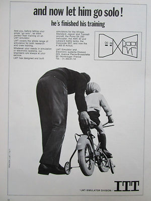 10/1972 PUB LMT SIMULATOR ELECTRONIC SYSTEM ITT CREW TRAINING PILOT VELO BIKE AD