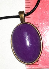 1" Oval mystery purple sm black bits, Necklace Stone Pendant Energy sealed