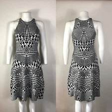 Vtg Alexander McQueen McQ Black & White Houndstooth Dress XS
