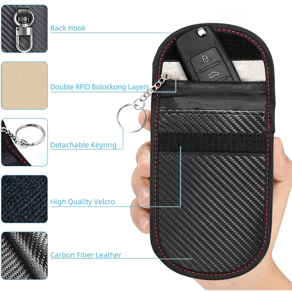 Upgraded Signal Blocking Key Fob Case RFID Key Fob Protector Pouch Textured  -Men