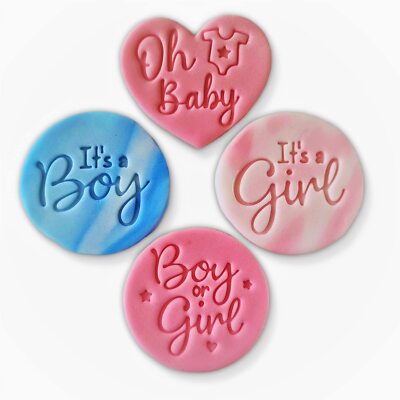 Baby Shower Prägestempel Ausstecher für Fondant Glasur Cupcake Kuchen Plätzchen Topper 