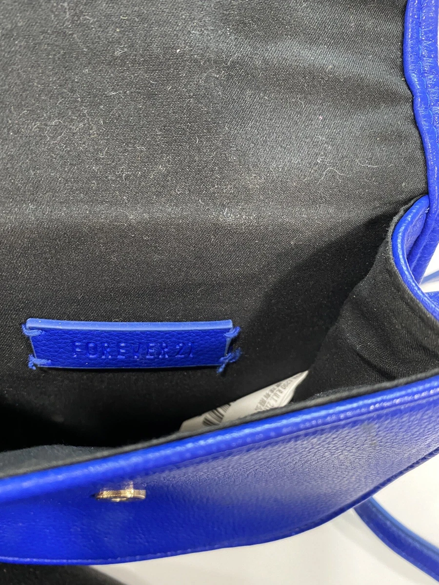 Forever 21 Faux Leather ELECTRIC BLUE small Crossbody Bag Adjustable Strap