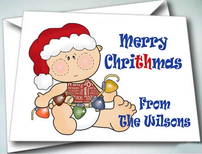 24 NOTE CARDS W/ENVELOPES PERSONALIZED WITH YOUR NAME CHRISTMAS BLANK INSIDE