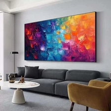 Pure Hand painted Abstract Oil Painting Living Room Hanging Painting Blue