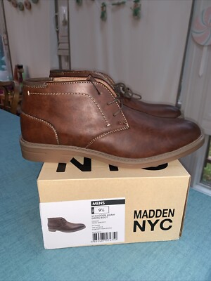 New Madden NYC Men s Adam Chukka Dress Boots Leather Brown Cognac Size 9.5