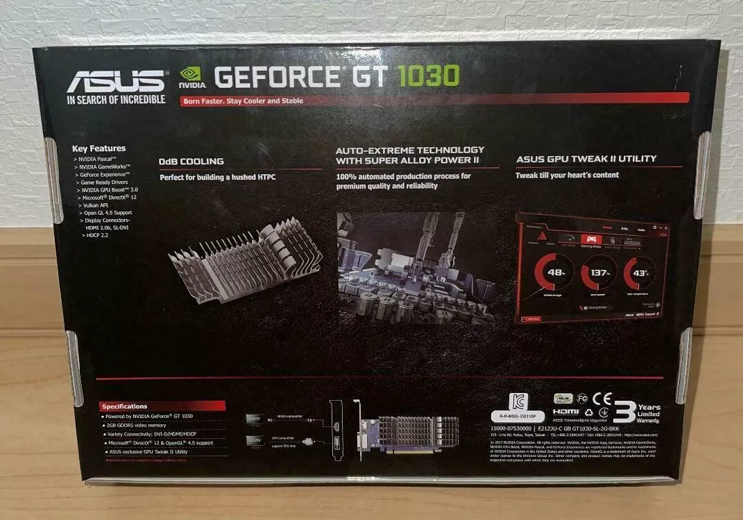 ASUS GeForce GT1030 2GB GDDR5 GT1030-SL-2G-BRK PCI-E Video Card Low Profile  HDMI