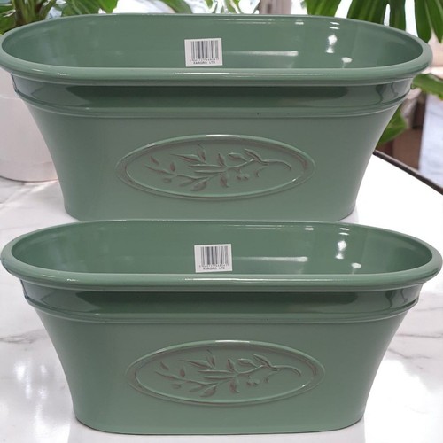 Maceta de plástico rectangular de 38 cm verde oliva 5,4 L ligera - Imagen 9 de 12