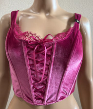 Victoria s Secret Dream Angels Pink Velvet Unlined Lace-Up Corset Top / Claret M