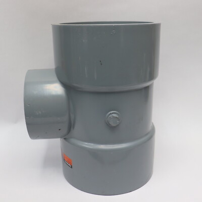 IPEX Reducer Tee Fitting Schedule 80 PVC Gray 6'' x 4''
