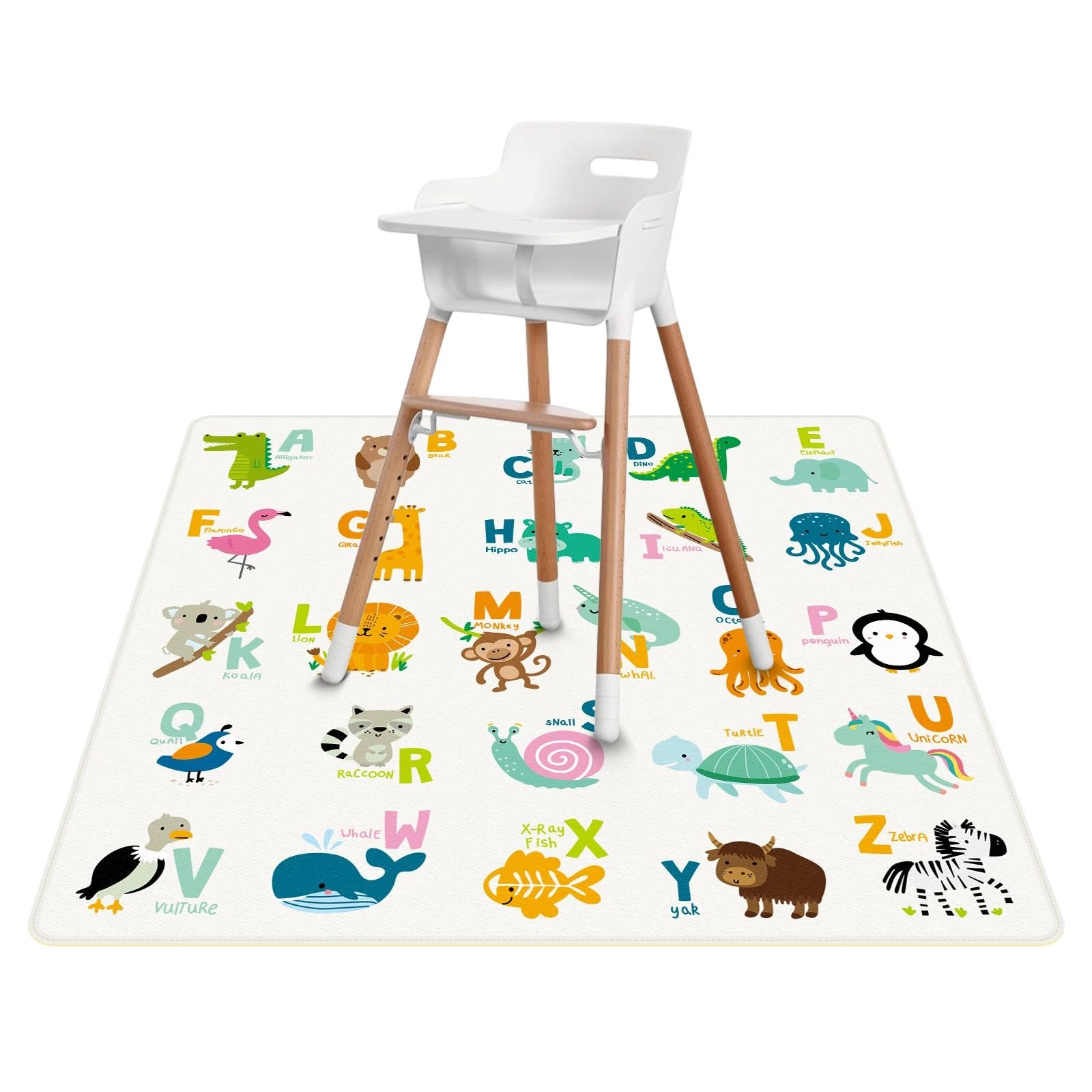 High Chair Splash Floor Mat, 43.3″Waterproof Washable Anti Slip Splash Mat
