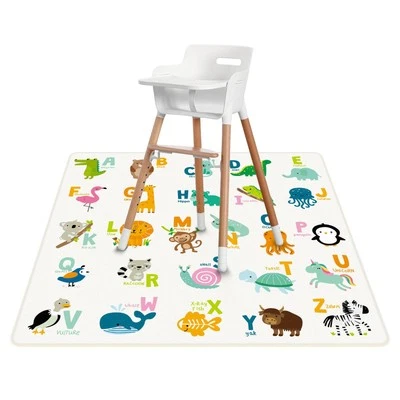 QHYDZ High Chair Splash Floor Mat, 43.3″Waterproof Washable Anti Slip Splash Mat