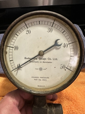 #ad Vintage Budenberg 5quot; Brass Bezel Steam Pressure Gauge Case Manchester UK $89.00