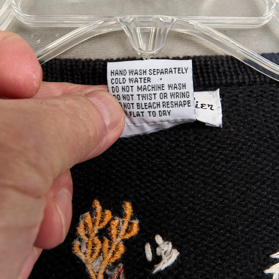 Cardigã suéter de Natal vintage feminino M renas preto ramie algodão arcos neve - Imagem 4 de 4