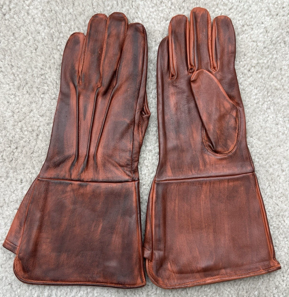 Men Medieval Renaissance Long Arm Cuff Sheepskin Waxed Leather Gloves Sz XL