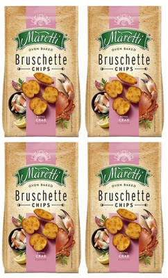 4 BRUSCHETTE MARETTI ROYAL CRAB Flavor Oven Baked Bread Chips Snacks Bags 70g