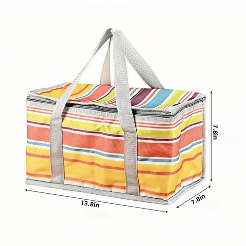 2pcs Insulated Picnic Bag Reusable Cooler Bags with Zipper Top, Foldable Picn... - Picture 2 of 5