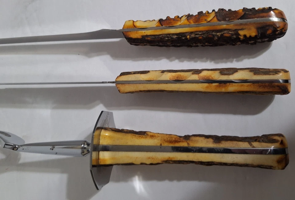 Винтажный Case XX из нержавеющей стали резчик олень ручки резьба набор из 3 - Изображение 4 из 4