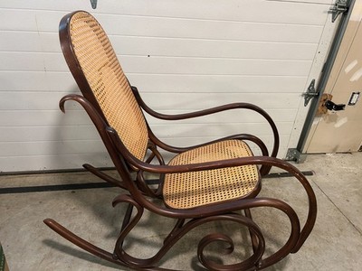 Vintage THONET Mid Centry Modern Bentwood Rocker Caned Rocking Chair