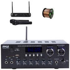 Pyle PDA69BU Bluetooth FM Home Audio Receiver, Speaker Wire, Microphone System