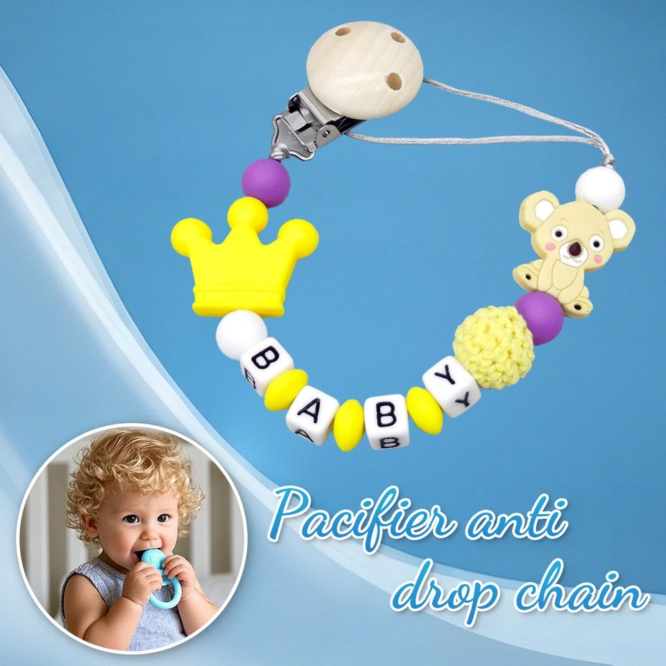 Personalised Baby Dummy Soother Pacifier Silicone Clip Holder Strap Chain Gift - Image 2 of 4