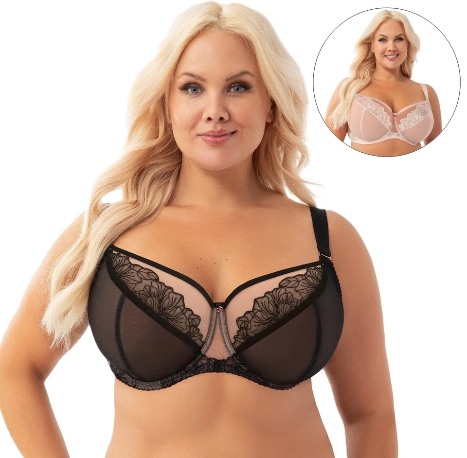 Bügel BH schwarz beige große Größen starker Halt breite Träger Gorsenia Dessous