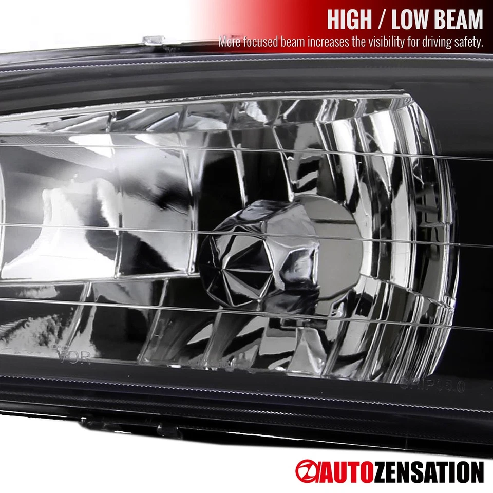 Fit 1995-2001 Subaru Impreza Black Headlights+Corner Signal Lamps Pair 95-01 - Image 4 of 4