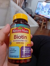 Nature Made Maximum Strength Biotin 5000 mcg Softgels 120 Count Exp12/2026   