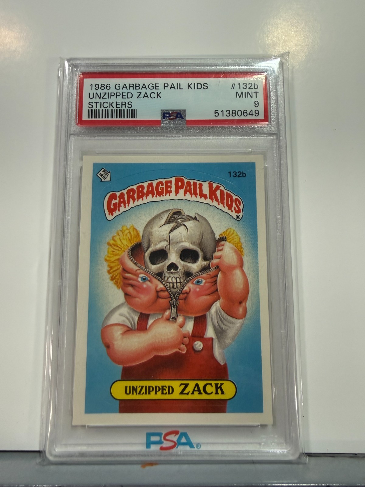 GARBAGE PAIL KIDS UNZIPPED ZACK PSA MINT 9 1986 132b GRADED TOPPS CARD