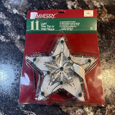 Vtg 11 Light Silver Tinsel Star Christmas Tree Topper in Box Works Great Shopko