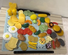 Lot of Pretend Play Food Fruits Vegetables Plastic Donut Hotdogs Hamburger Fries