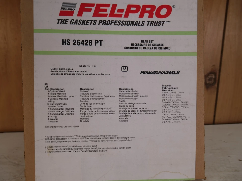 Juego de juntas de culata Fel-pro HS26428PT1 para 2003 Saab 9-3 2,0 L turbo Foto 2 de 2