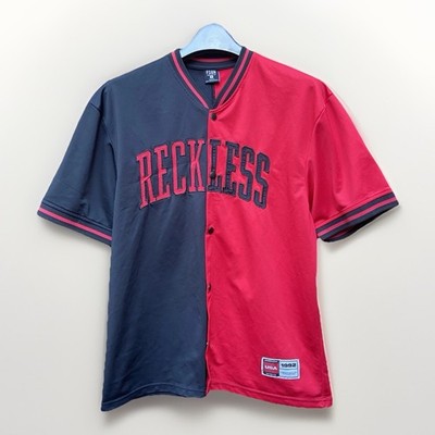 FSBN Reckless Baseball Jersey Small Red Black Relaxed Fit USA Fubu Style 