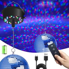 Disco Ball Lights, Palujorty 6'' Mirror Ball And 3-15 RPM 30 LED Motor Remote