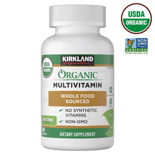 Kirkland Signature Organic Multivitamin 80 Tablets Whole Food Plant Based Ex1/28